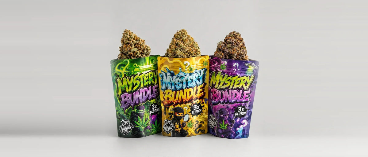 Drei Beutel Superior Blüten von Terp Ninjas als legale Alternative, Titelbild zum Ratgeber THC Liquid