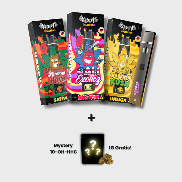 Happys Amsterdam TAC Vape Probierpaket mit drei Sorten