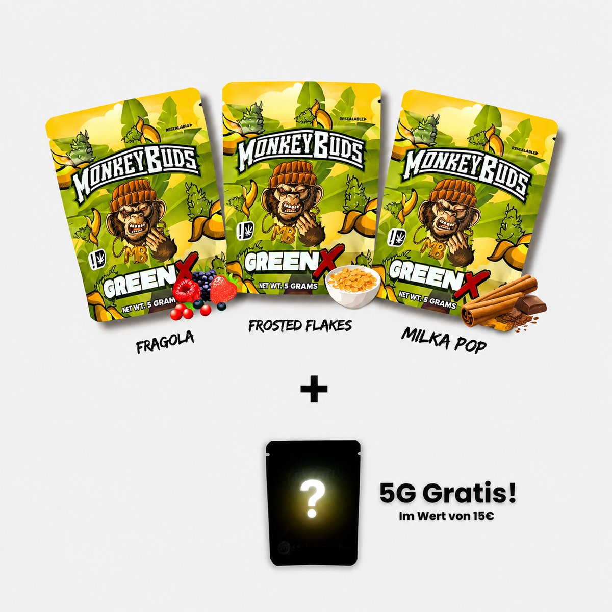 MonkeyBuds GreenX CBD Blüten Probierpaket