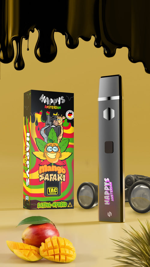 Happys Amsterdam Premium 1ml TAC Vape Mango Safari - Sativa Hybrid
